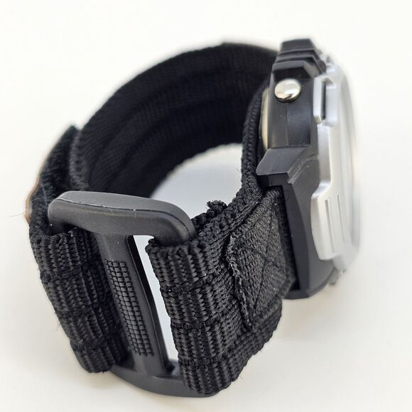 CG Digital Watch 45MM Black Gray Case Black Brown Nylon Band Compass New Battery - Picture 11 of 14